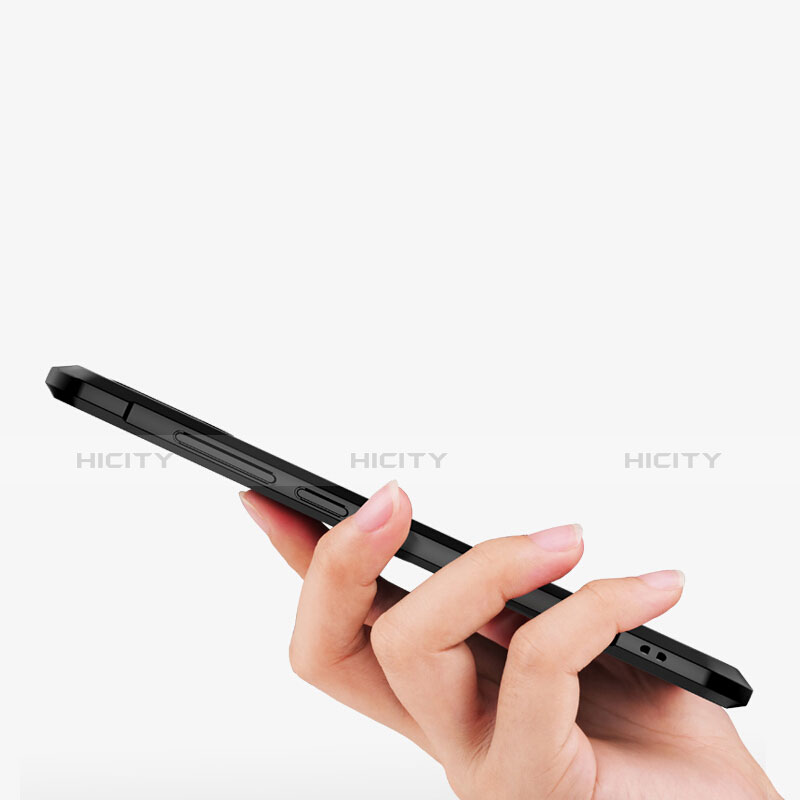 Silikon Hülle Handyhülle Rahmen Schutzhülle Durchsichtig Transparent Spiegel 360 Grad mit Magnetisch Fingerring Ständer für Xiaomi Redmi Note 6 Pro Schwarz