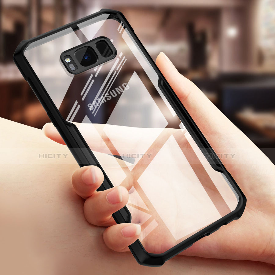 Silikon Hülle Handyhülle Rahmen Schutzhülle Durchsichtig Transparent Spiegel 360 Grad R02 für Samsung Galaxy S8 Schwarz