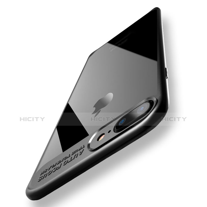 Silikon Hülle Handyhülle Rahmen Schutzhülle Durchsichtig Transparent Spiegel 360 Grad T02 für Apple iPhone 7 Plus Schwarz