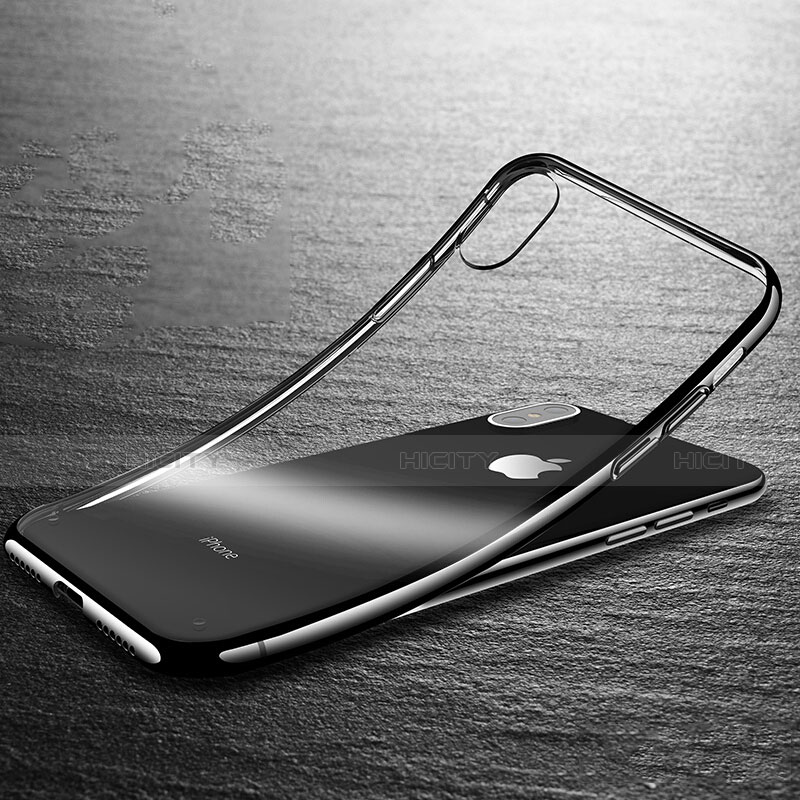 Silikon Hülle Handyhülle Rahmen Schutzhülle Durchsichtig Transparent Spiegel 360 Grad T02 für Apple iPhone X Schwarz