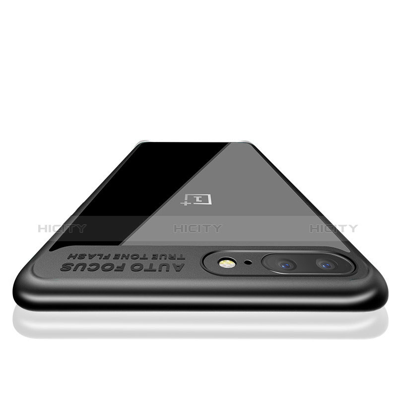 Silikon Hülle Handyhülle Rahmen Schutzhülle Durchsichtig Transparent Spiegel 360 Grad T02 für OnePlus 5 Schwarz