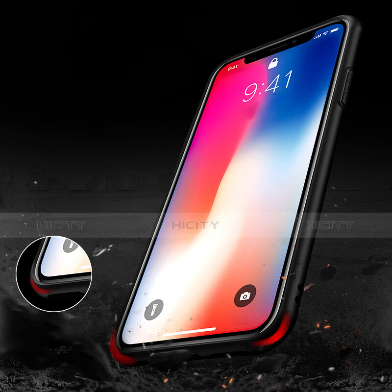 Silikon Hülle Handyhülle Rahmen Schutzhülle Durchsichtig Transparent Spiegel 360 Grad T03 für Apple iPhone Xs Schwarz