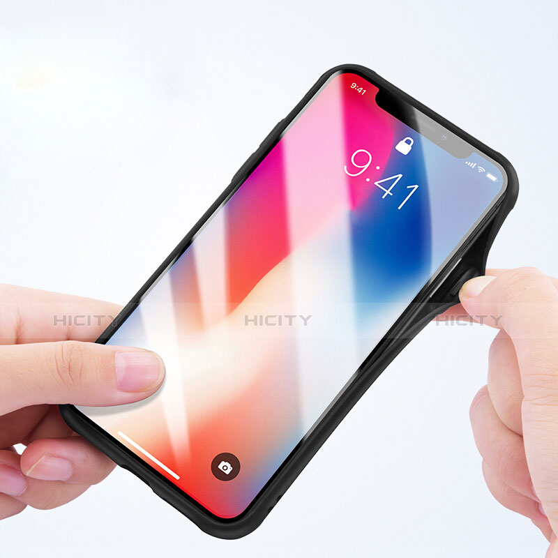 Silikon Hülle Handyhülle Rahmen Schutzhülle Durchsichtig Transparent Spiegel 360 Grad T03 für Apple iPhone Xs Schwarz