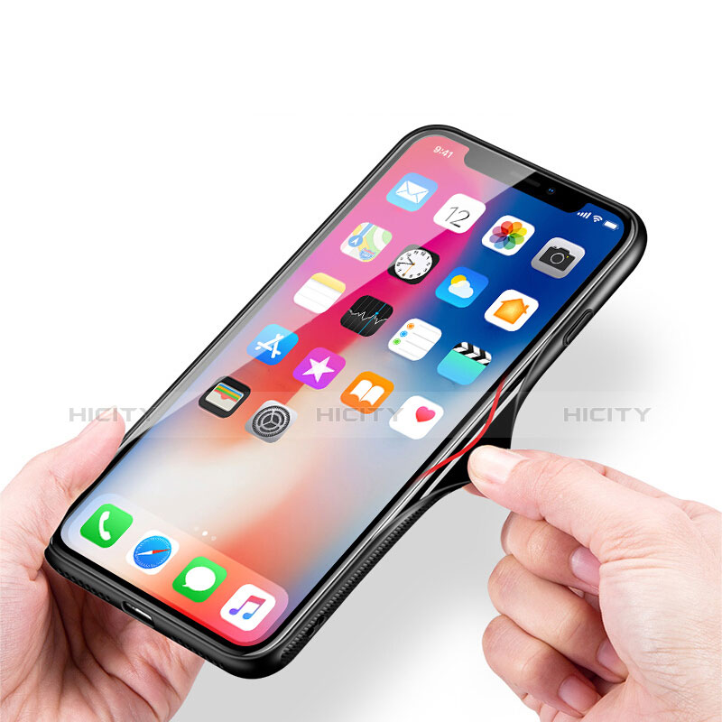 Silikon Hülle Handyhülle Rahmen Schutzhülle Durchsichtig Transparent Spiegel 360 Grad T04 für Apple iPhone Xs Max Schwarz