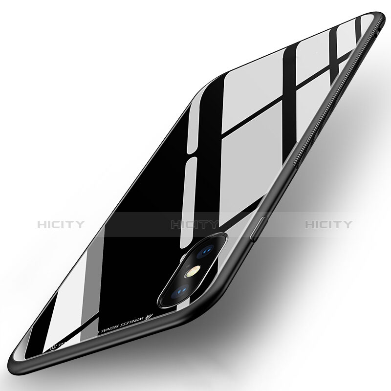 Silikon Hülle Handyhülle Rahmen Schutzhülle Durchsichtig Transparent Spiegel 360 Grad T07 für Apple iPhone Xs Schwarz