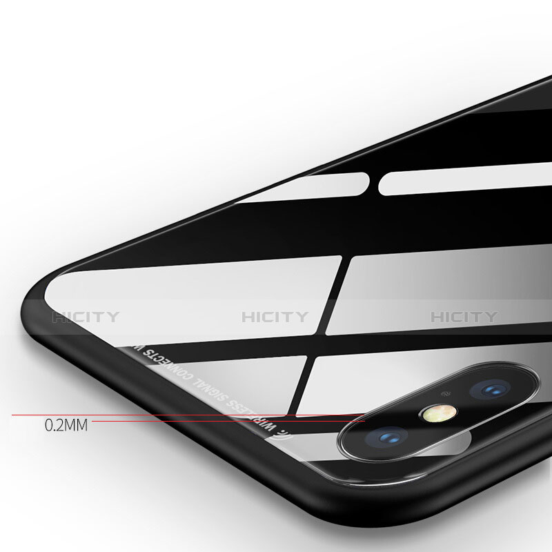 Silikon Hülle Handyhülle Rahmen Schutzhülle Durchsichtig Transparent Spiegel 360 Grad T07 für Apple iPhone Xs Schwarz