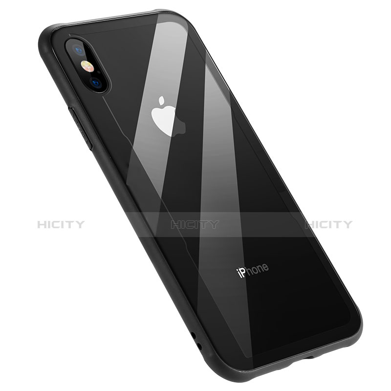 Silikon Hülle Handyhülle Rahmen Schutzhülle Durchsichtig Transparent Spiegel 360 Grad T09 für Apple iPhone Xs Schwarz groß