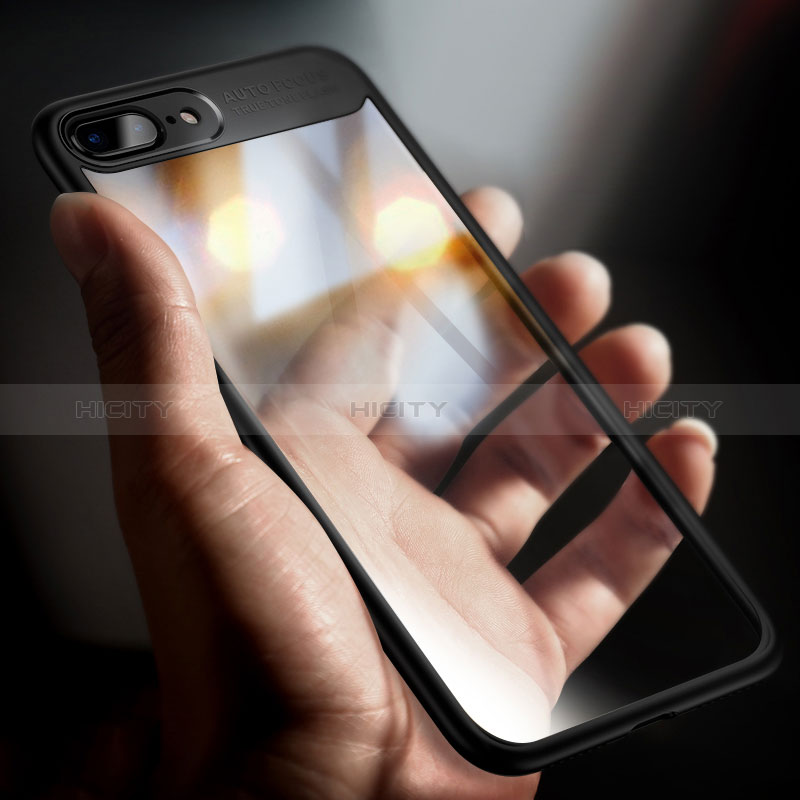 Silikon Hülle Handyhülle Rahmen Schutzhülle Durchsichtig Transparent Spiegel für Apple iPhone 8 Plus Schwarz