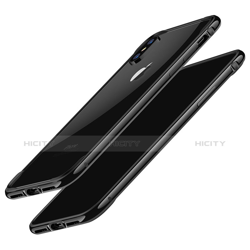 Silikon Hülle Handyhülle Rahmen Schutzhülle Gel F02 für Apple iPhone Xs Schwarz Plus