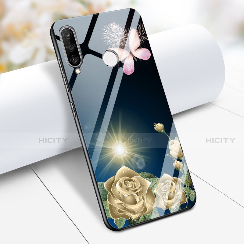 Silikon Hülle Handyhülle Rahmen Schutzhülle Spiegel Blumen für Huawei Nova 4e Blau