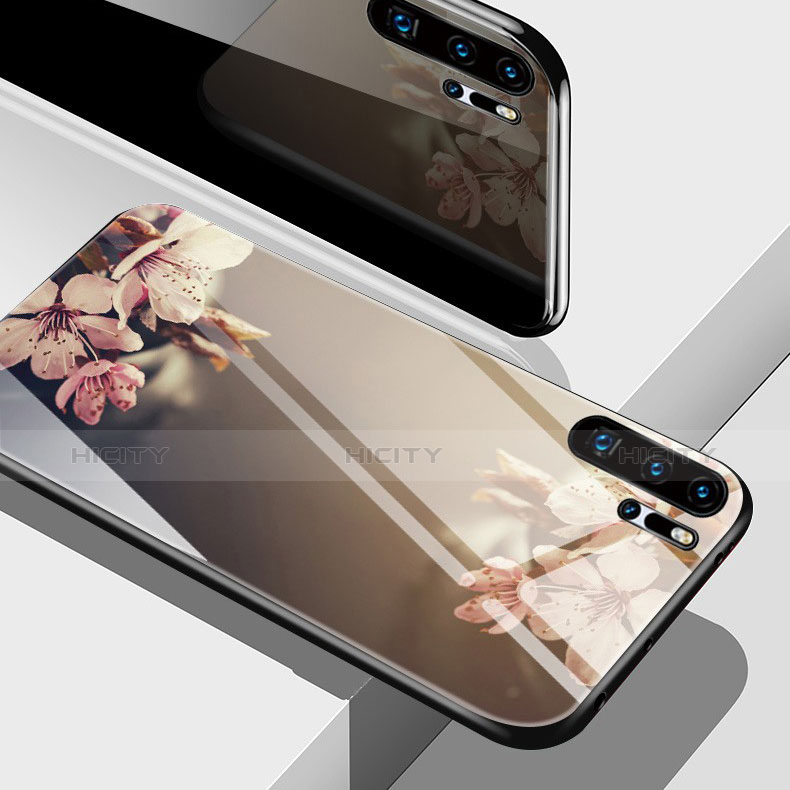 Silikon Hülle Handyhülle Rahmen Schutzhülle Spiegel Blumen für Huawei P30 Pro Gold