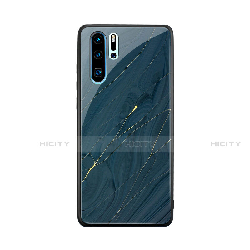 Silikon Hülle Handyhülle Rahmen Schutzhülle Spiegel Modisch Muster K01 für Huawei P30 Pro New Edition Blau