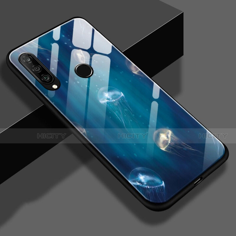 Silikon Hülle Handyhülle Rahmen Schutzhülle Spiegel Modisch Muster S01 für Huawei Nova 4e Blau