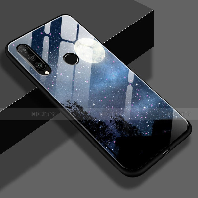 Silikon Hülle Handyhülle Rahmen Schutzhülle Spiegel Sternenhimmel für Huawei P30 Lite XL Schwarz