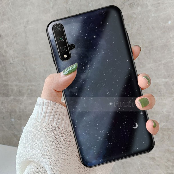 Silikon Hülle Handyhülle Rahmen Schutzhülle Spiegel Sternenhimmel S02 für Huawei Honor 20 Schwarz