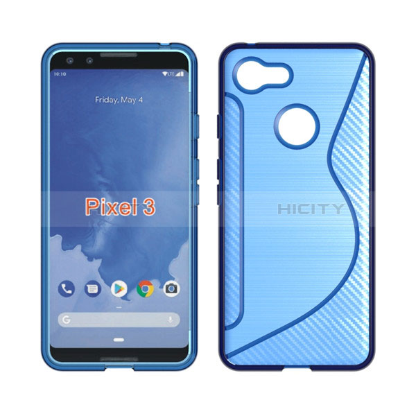 Silikon Hülle Handyhülle S-Line Schutzhülle Durchsichtig Transparent für Google Pixel 3 Hellblau