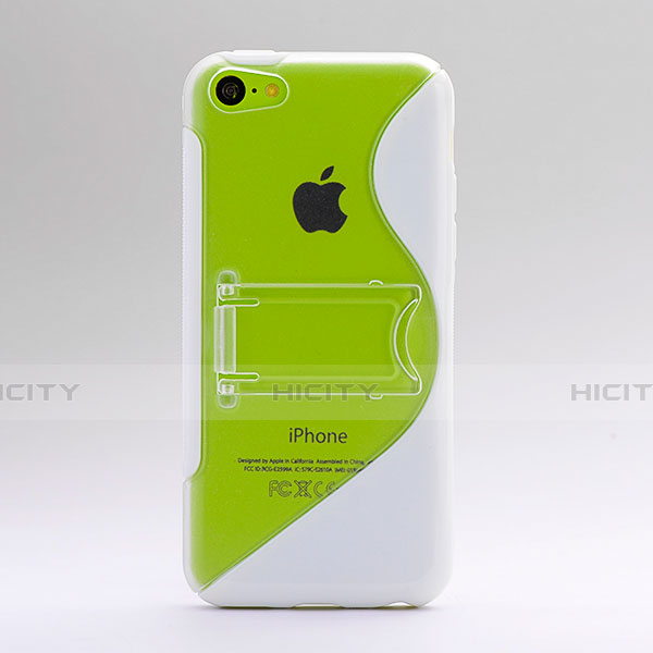 Silikon Hülle Handyhülle S-Line Stand Schutzhülle Durchsichtig Transparent für Apple iPhone 5C Weiß