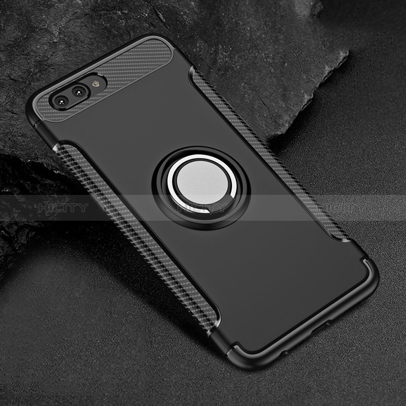 Silikon Hülle Handyhülle Schutzhülle mit Fingerring Ständer Durchsichtig Transparent Matt für Apple iPhone 8 Plus Schwarz