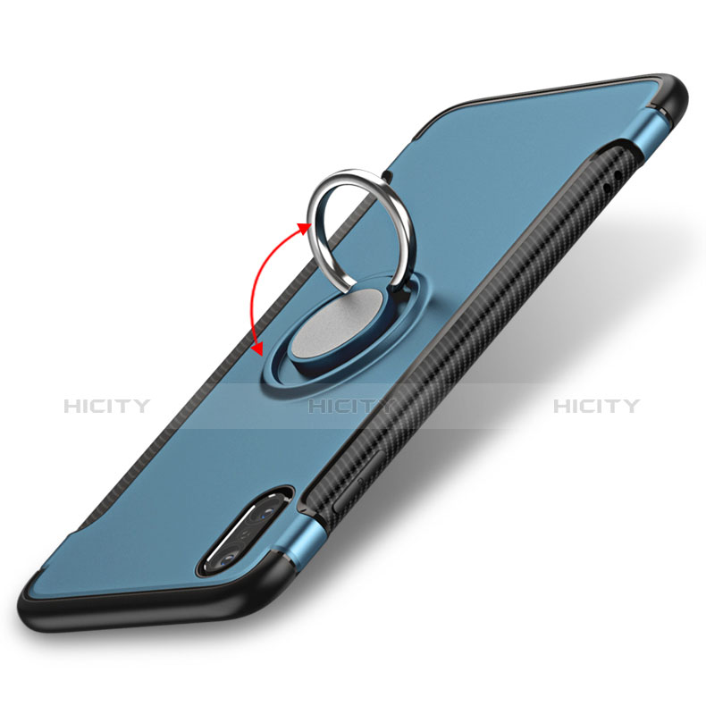 Silikon Hülle Handyhülle Schutzhülle mit Fingerring Ständer Durchsichtig Transparent Matt für Apple iPhone X Blau