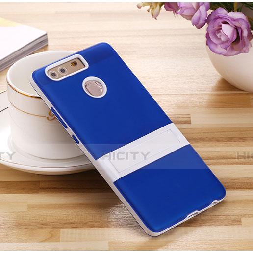 Silikon Hülle Handyhülle Stand Schutzhülle Durchsichtig Transparent Matt für Huawei P9 Plus Blau