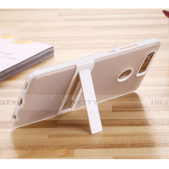 Silikon Hülle Handyhülle Stand Schutzhülle Durchsichtig Transparent Matt für Huawei P9 Plus Weiß