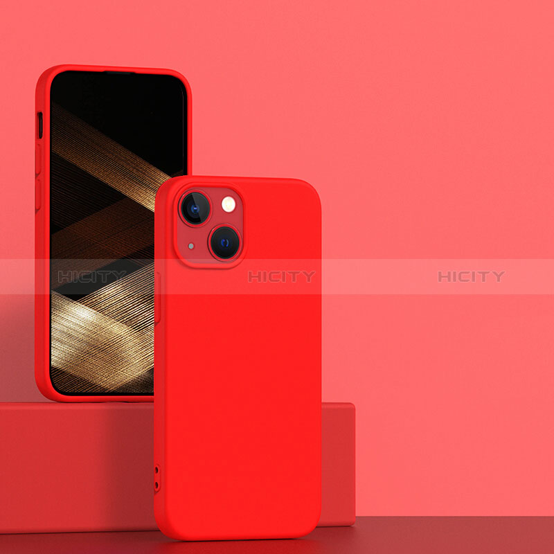 Silikon Hülle Handyhülle Ultra Dünn Flexible Schutzhülle 360 Grad Ganzkörper Tasche für Apple iPhone 15 Plus Rot