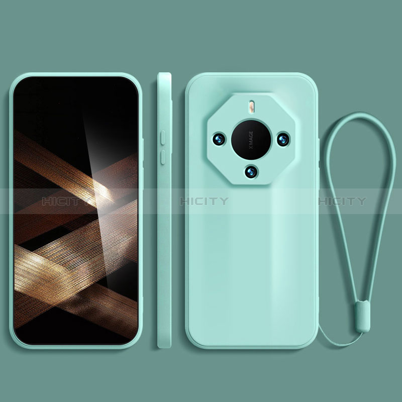 Silikon Hülle Handyhülle Ultra Dünn Flexible Schutzhülle 360 Grad Ganzkörper Tasche für Huawei Mate 60 RS Ultimate Cyan