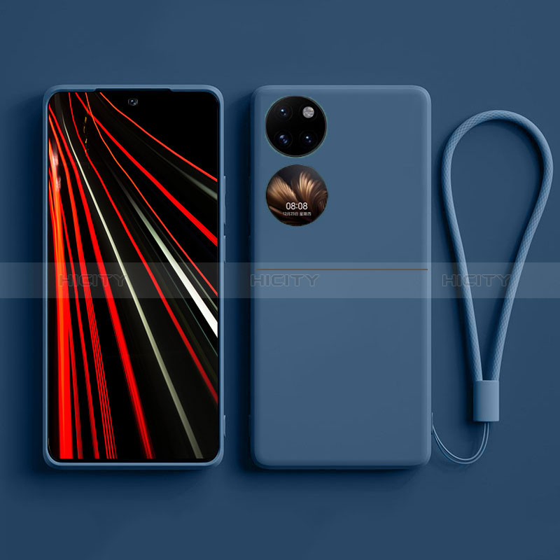 Silikon Hülle Handyhülle Ultra Dünn Flexible Schutzhülle 360 Grad Ganzkörper Tasche für Huawei P60 Pocket Blau Plus