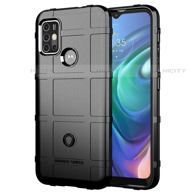 Silikon Hülle Handyhülle Ultra Dünn Flexible Schutzhülle 360 Grad Ganzkörper Tasche für Motorola Moto G10 Power Schwarz Plus