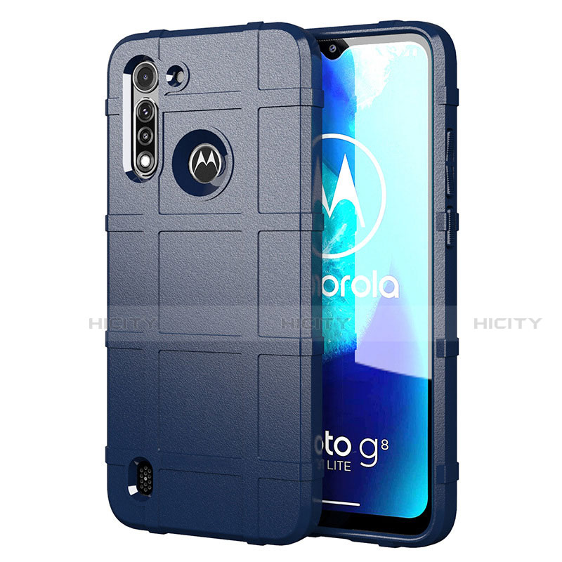 Silikon Hülle Handyhülle Ultra Dünn Flexible Schutzhülle 360 Grad Ganzkörper Tasche für Motorola Moto G8 Power Lite Blau Plus