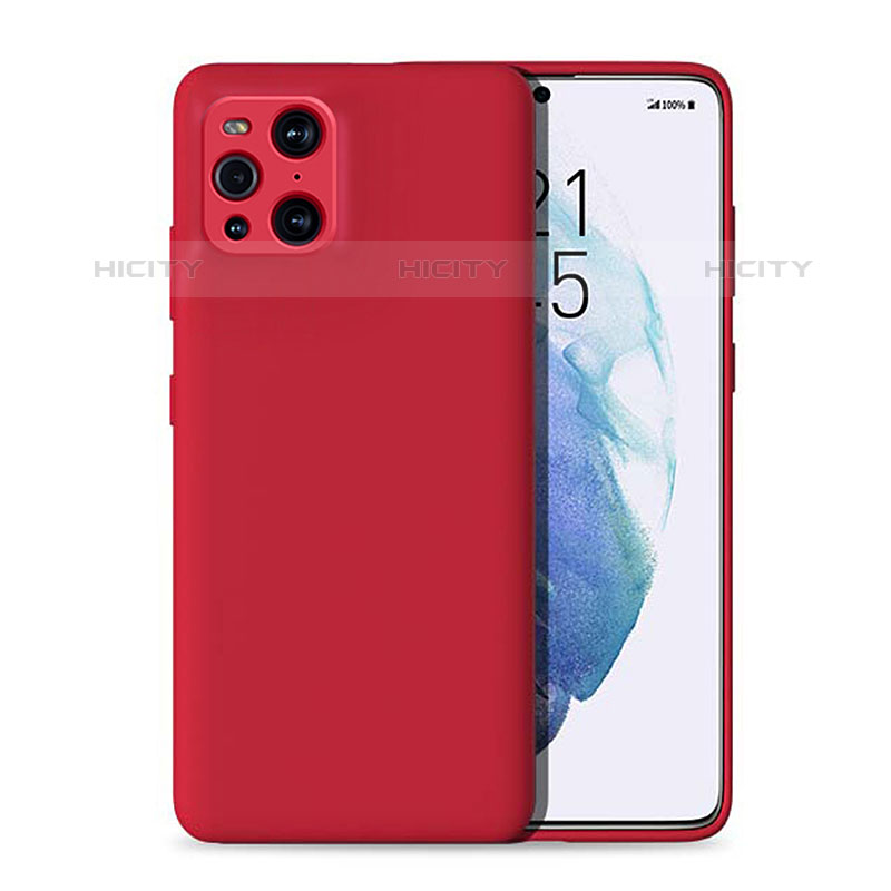 Silikon Hülle Handyhülle Ultra Dünn Flexible Schutzhülle 360 Grad Ganzkörper Tasche für Oppo Find X3 Pro 5G Rot