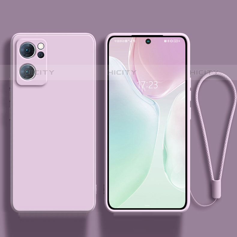 Silikon Hülle Handyhülle Ultra Dünn Flexible Schutzhülle 360 Grad Ganzkörper Tasche für Oppo Reno7 SE 5G Helles Lila