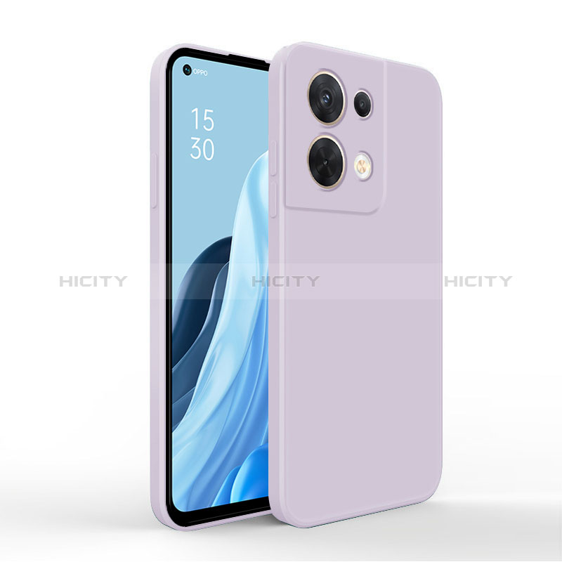 Silikon Hülle Handyhülle Ultra Dünn Flexible Schutzhülle 360 Grad Ganzkörper Tasche für Oppo Reno9 Pro+ Plus 5G Helles Lila Plus