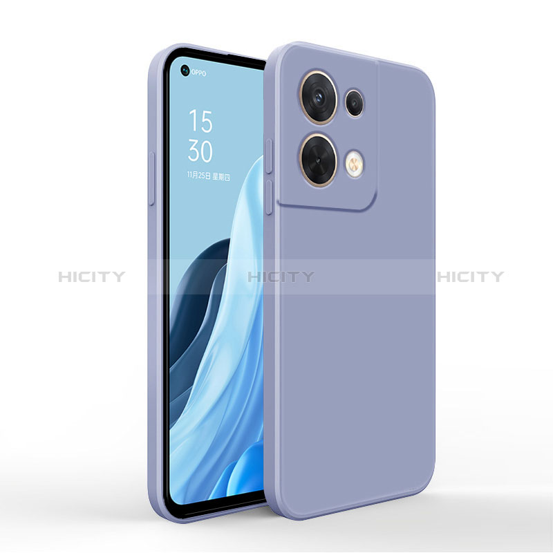 Silikon Hülle Handyhülle Ultra Dünn Flexible Schutzhülle 360 Grad Ganzkörper Tasche für Oppo Reno9 Pro+ Plus 5G Lavendel Grau