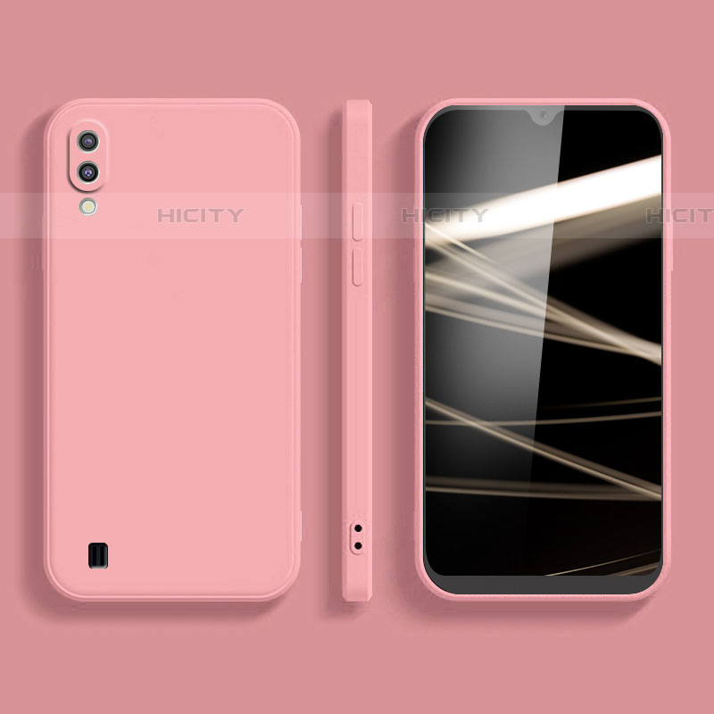 Silikon Hülle Handyhülle Ultra Dünn Flexible Schutzhülle 360 Grad Ganzkörper Tasche für Samsung Galaxy A01 SM-A015 Rosa