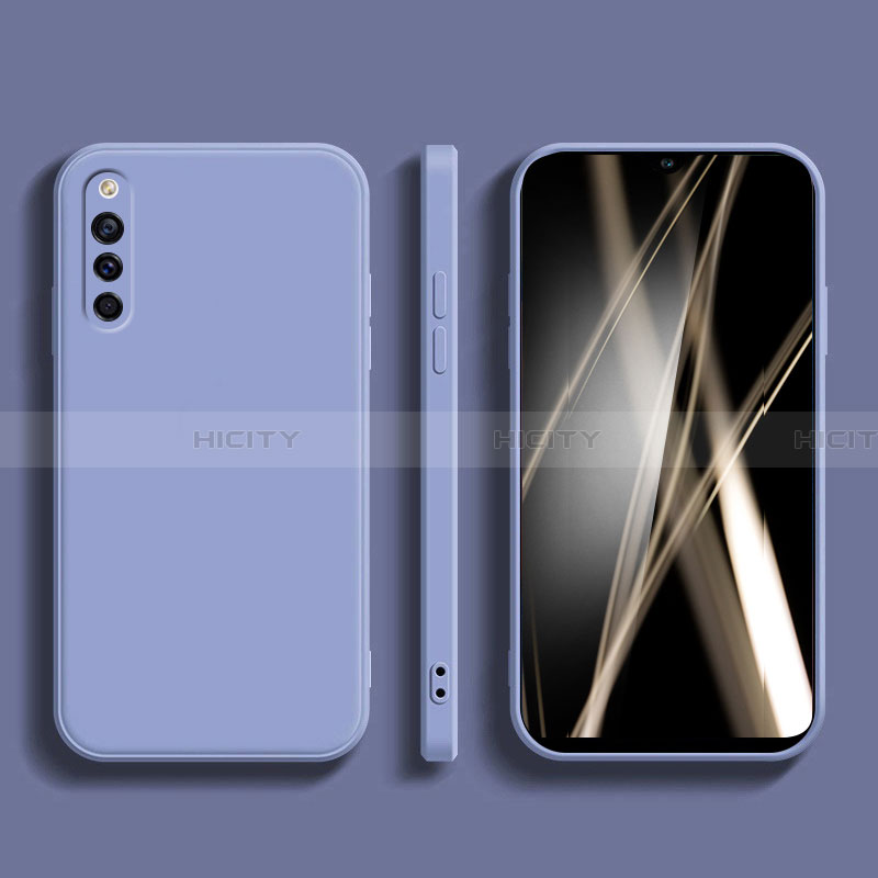 Silikon Hülle Handyhülle Ultra Dünn Flexible Schutzhülle 360 Grad Ganzkörper Tasche für Samsung Galaxy A41 SC-41A Lavendel Grau Plus