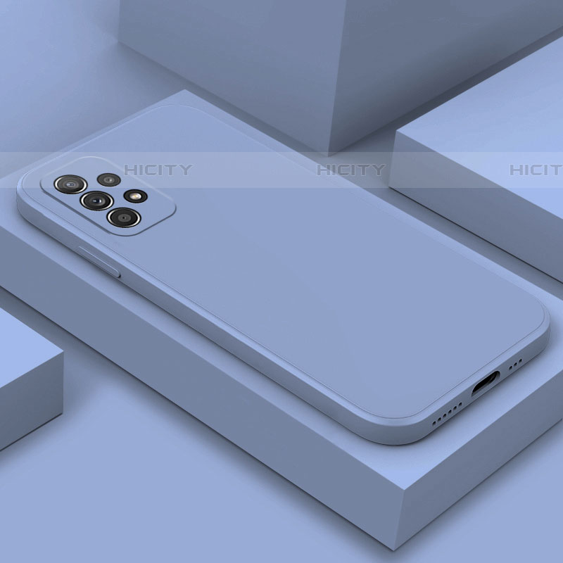 Silikon Hülle Handyhülle Ultra Dünn Flexible Schutzhülle 360 Grad Ganzkörper Tasche für Samsung Galaxy A52 5G Lavendel Grau