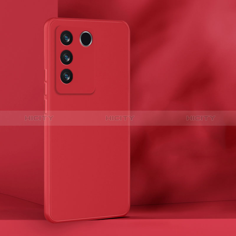 Silikon Hülle Handyhülle Ultra Dünn Flexible Schutzhülle 360 Grad Ganzkörper Tasche für Vivo V27e 5G Rot