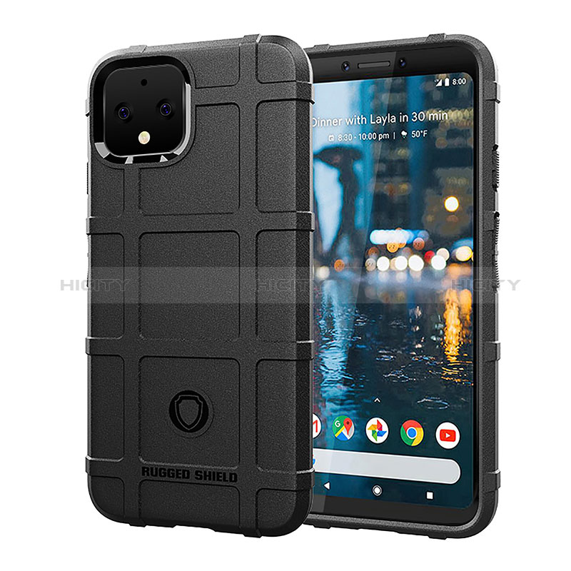 Silikon Hülle Handyhülle Ultra Dünn Flexible Schutzhülle 360 Grad Ganzkörper Tasche J01S für Google Pixel 4 Schwarz