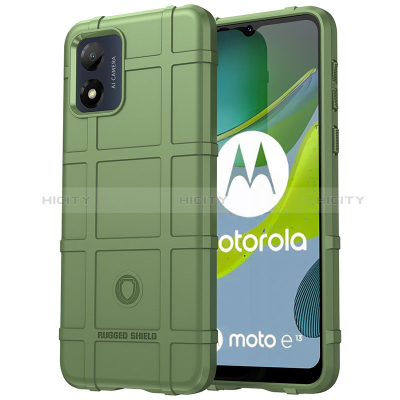 Silikon Hülle Handyhülle Ultra Dünn Flexible Schutzhülle 360 Grad Ganzkörper Tasche J01S für Motorola Moto E13 Grün