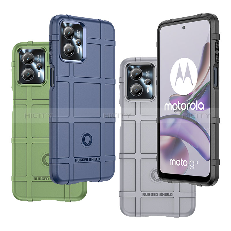 Silikon Hülle Handyhülle Ultra Dünn Flexible Schutzhülle 360 Grad Ganzkörper Tasche J01S für Motorola Moto G13 groß