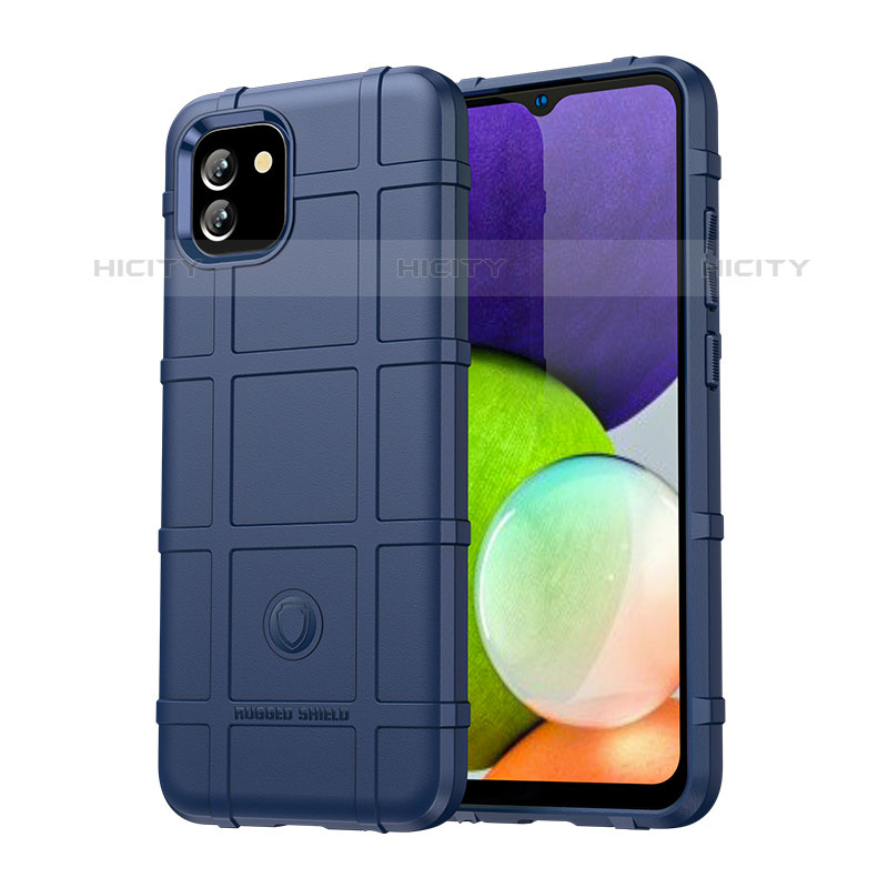 Silikon Hülle Handyhülle Ultra Dünn Flexible Schutzhülle 360 Grad Ganzkörper Tasche J01S für Samsung Galaxy A03 Blau