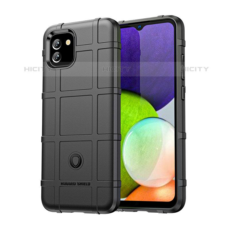 Silikon Hülle Handyhülle Ultra Dünn Flexible Schutzhülle 360 Grad Ganzkörper Tasche J01S für Samsung Galaxy A03 Schwarz