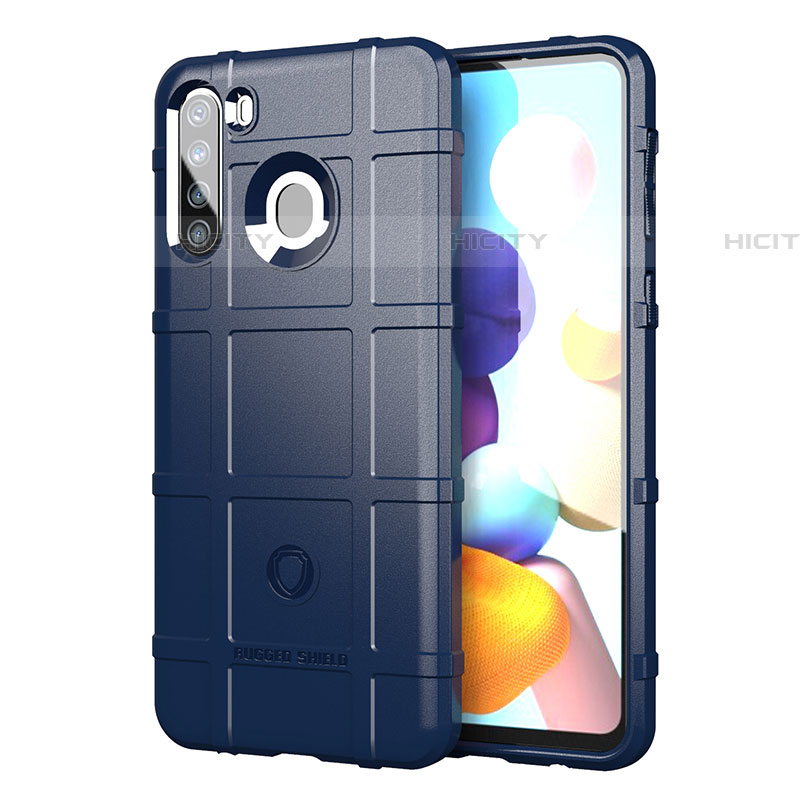 Silikon Hülle Handyhülle Ultra Dünn Flexible Schutzhülle 360 Grad Ganzkörper Tasche J01S für Samsung Galaxy A21 European Blau