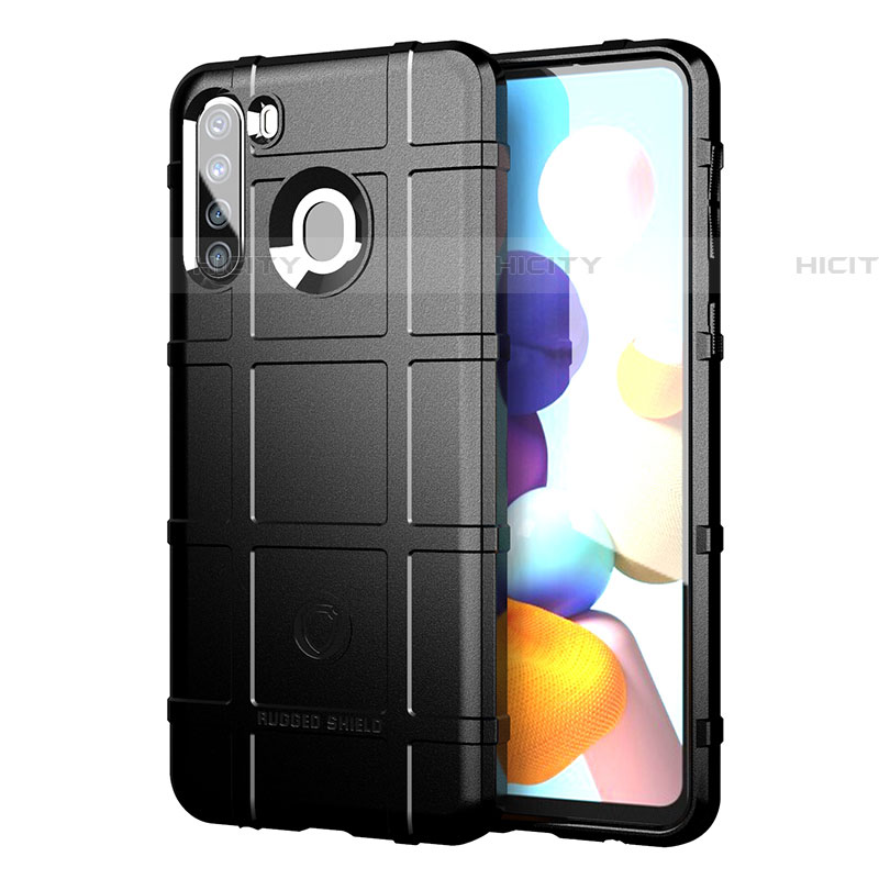 Silikon Hülle Handyhülle Ultra Dünn Flexible Schutzhülle 360 Grad Ganzkörper Tasche J01S für Samsung Galaxy A21 European Schwarz