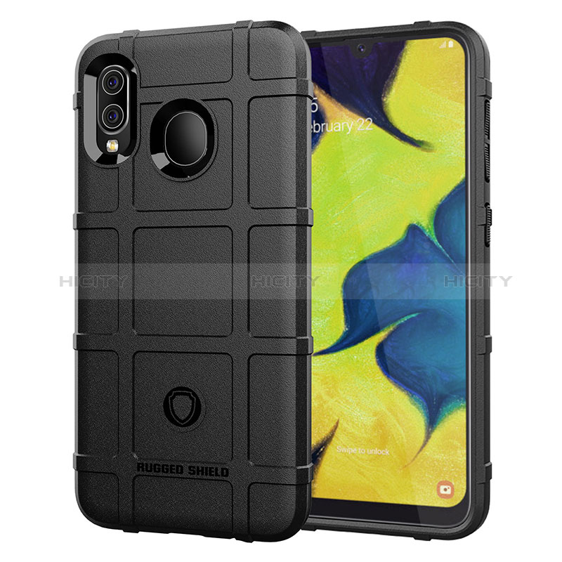 Silikon Hülle Handyhülle Ultra Dünn Flexible Schutzhülle 360 Grad Ganzkörper Tasche J01S für Samsung Galaxy A30 Schwarz