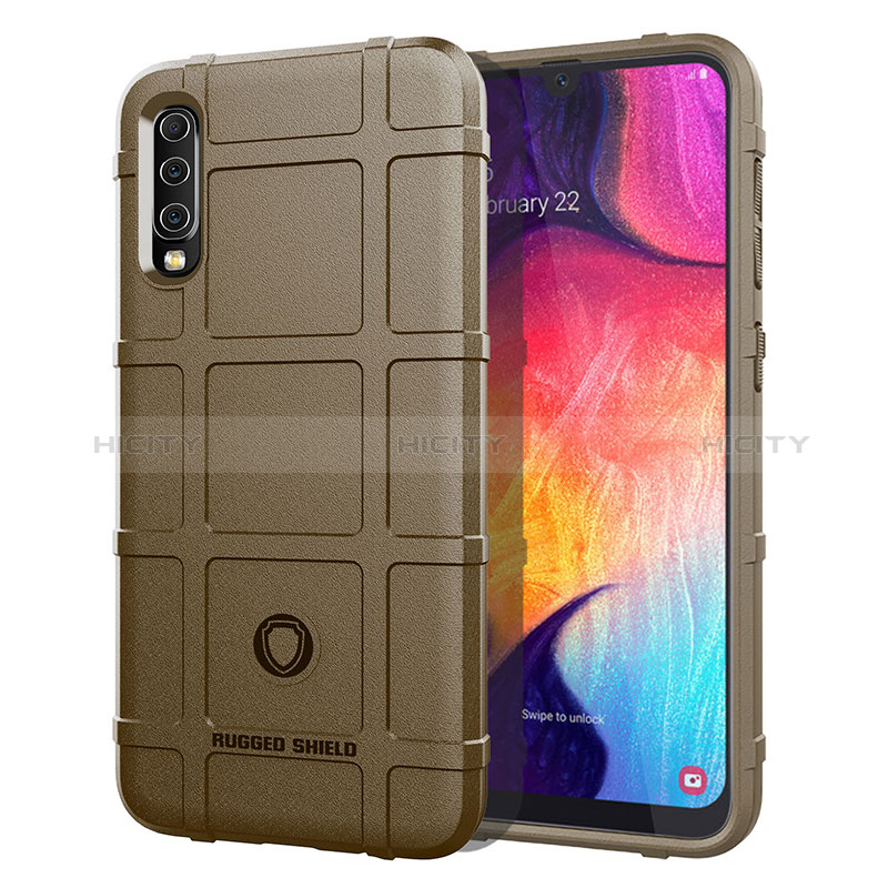 Silikon Hülle Handyhülle Ultra Dünn Flexible Schutzhülle 360 Grad Ganzkörper Tasche J01S für Samsung Galaxy A30S Braun Plus