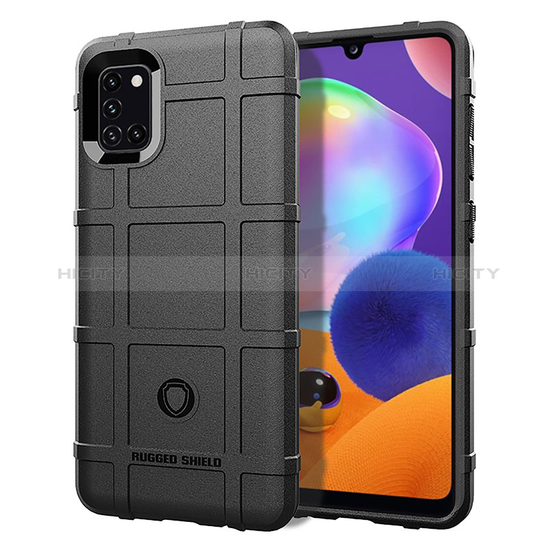 Silikon Hülle Handyhülle Ultra Dünn Flexible Schutzhülle 360 Grad Ganzkörper Tasche J01S für Samsung Galaxy A31 Schwarz Plus