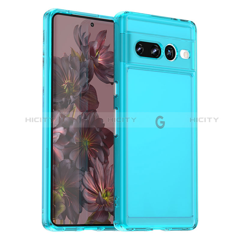 Silikon Hülle Handyhülle Ultra Dünn Flexible Schutzhülle 360 Grad Ganzkörper Tasche J02S für Google Pixel 7 Pro 5G Cyan