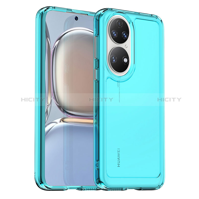 Silikon Hülle Handyhülle Ultra Dünn Flexible Schutzhülle 360 Grad Ganzkörper Tasche J02S für Huawei P50e Cyan Plus